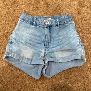 Light wash booty shorts